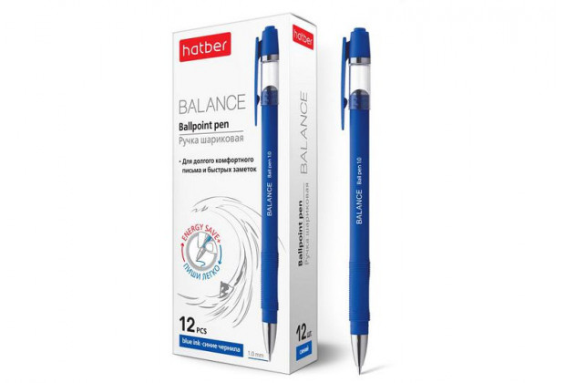 Ручка шар. BALANCE синяя soft ink 1мм Hatber