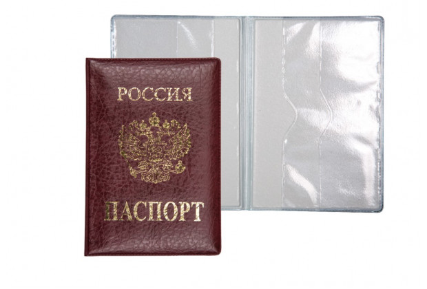 Обложка для паспорта deVente эко кожа с тиснением фольгой, бордовая, пухлая