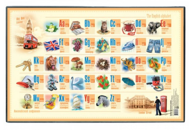 Планшет настольный "English", 380*590мм , ПВХ/картон, ДПС
