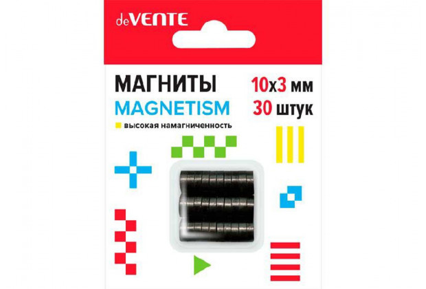 Магниты для творчества 10*3мм 30шт deVENTE Magnetism ферритовые,черные