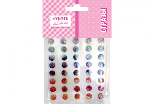 Стразы самоклеящиеся deVENTE DIY Glitter Bubble" 40 шт, 10 мм, радужные с глиттерным напылением