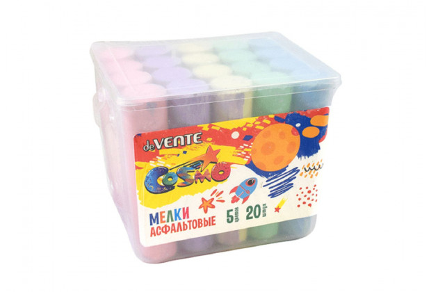 Мел цветной 20шт 5цв. deVENTE Cosmo в форме конуса,2,2*2,5*10,5см для асфальта, в пласт. боксе