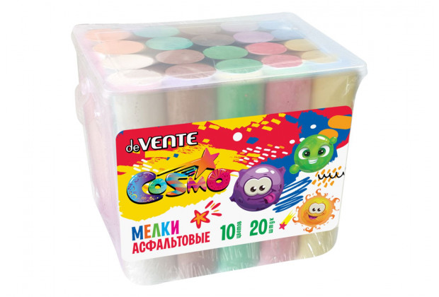 Мел цветной 10цв. 20шт deVENTE Cosmo 2*2*10,5см для асфальта
