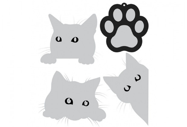 Наклейки 4шт deVente  Safe mode Kitten 110*130мм светоотражающие серебристо-белые
