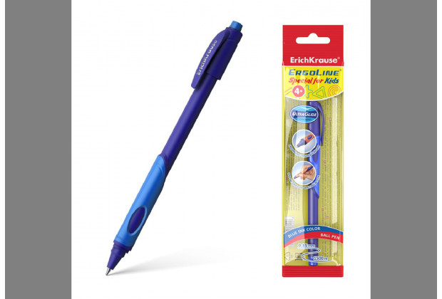 Ручка шар. Ultra Glide ErgoLine Kids Technology ( для первоклассника)  синяя ( в блистере)