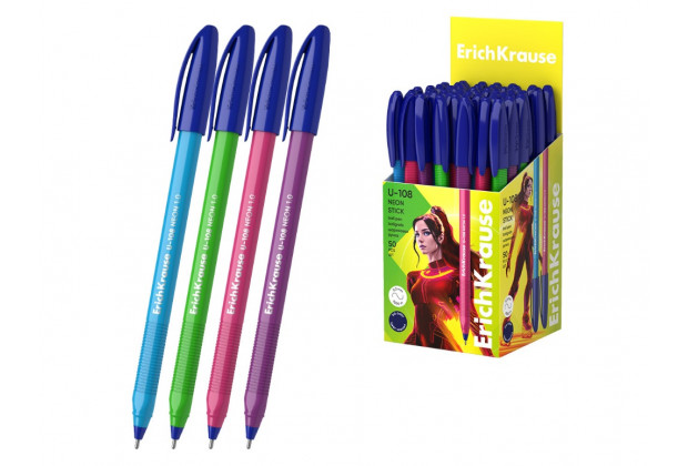 Ручка шар. U-108 Stick Neon 1.0, Ultra Glide Technology, цвет чернил синий