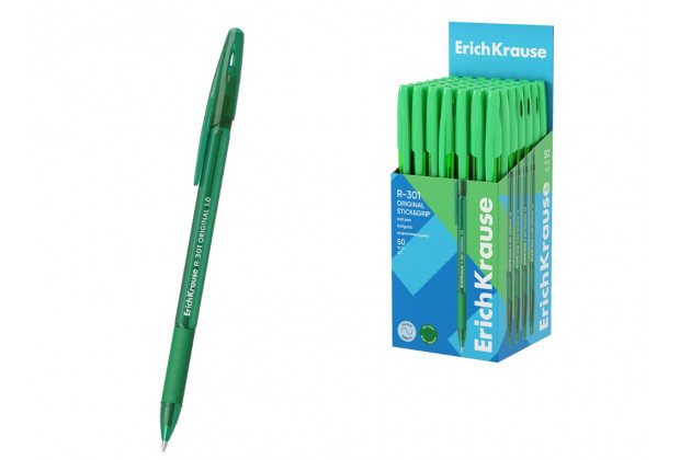Ручка шар. R-301 Stick&Grip Original 1,0 зеленая, резиновый грипп