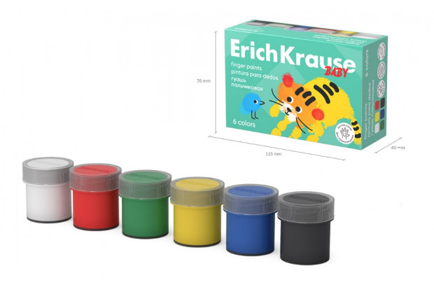 Краски пальчиковые 6цв*20мл Baby гуашь с алое вера Erich Krause