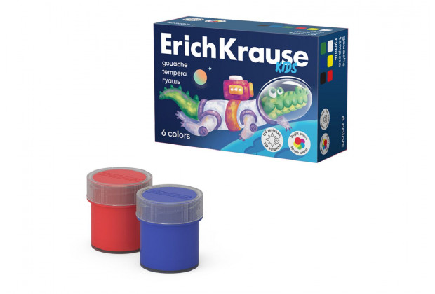 Гуашь 6цв 20мл Kids Space Animals с УФ защитой яркости ErichKrause