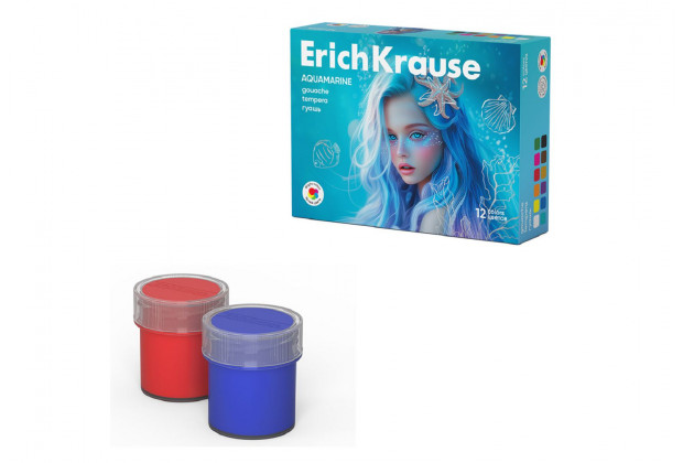 Гуашь 12цв 20мл Aquamarine ErichKrause