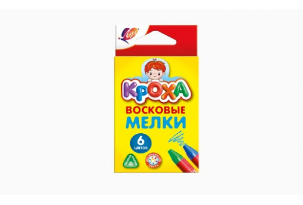 Мелки восковые 6цв.  трехгранные  Кроха  Луч