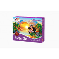 Гуашь 12цв Фантазия  (классич. + неон. + золотой + серебряный), 15 мл