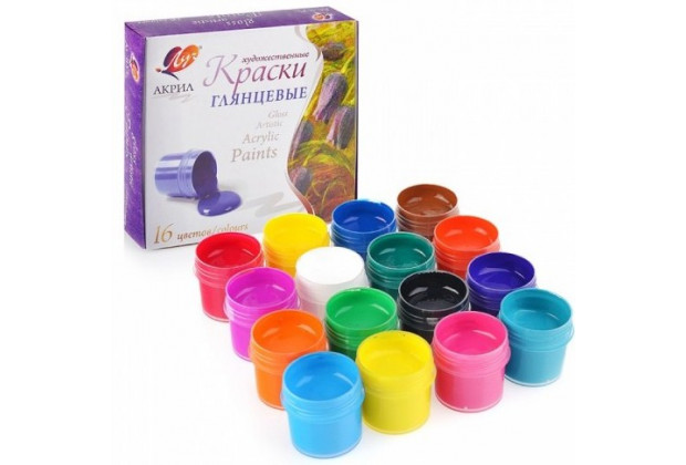 Краски акрил. 16цв. художественные Луч