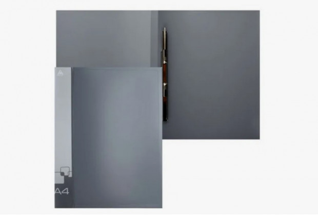 Папка скоросшиватель пружина. А4 , карман.,бумажная вставка, серый PZ07PGREY