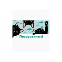 Конверт для денег Optima Поздравляем! черные котики