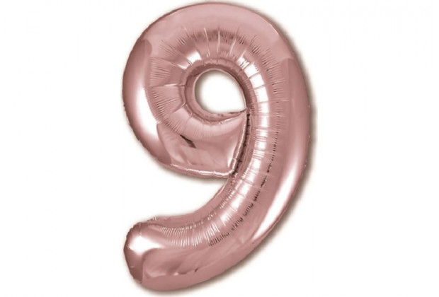Шар-цифра (фольга)  №9 Розовое золото Agura Slim  (40'/102см, 1 шт)