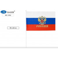 Флаг РОССИИ "С гербом" 60*90см, искусств. шелк
