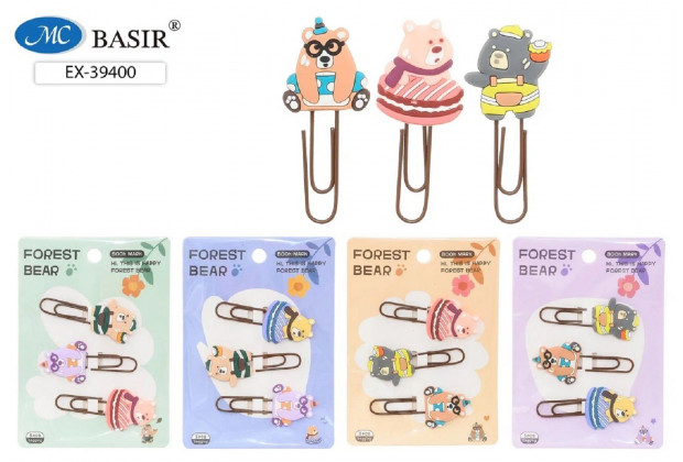 Закладки-скрепки МЕДВЕДИ 3шт, 6,5см