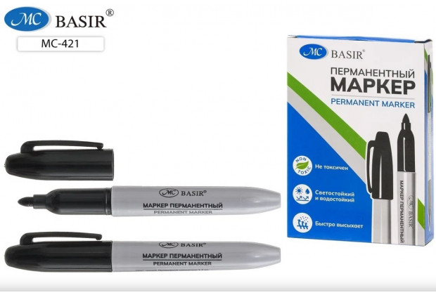 Маркер перманентный ЧЕРНЫЙ  2мм Basir