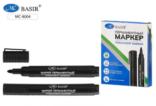 Маркер перманентный ЧЕРНЫЙ 3мм Basir