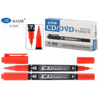 Маркер двусторонний CD/DVD КРАСНЫЙ (након. острый-1мм, супертонкий-0.5 мм)