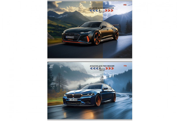 Альбом 8л  А4 "Profit" АВТО И ПРИРОДА 4, скрепка