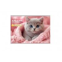Альбом 8л  А4 КОТЕНОК В РОЗОВОМ ПЛЕДЕ скрепка