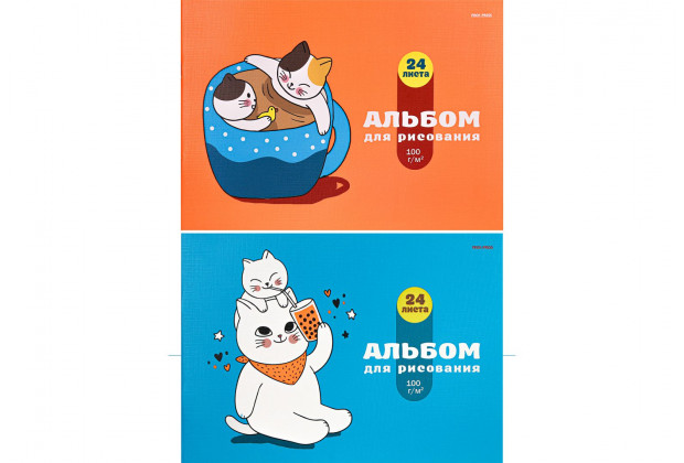 Альбом 24л А4КОШКА И КОТЕНОК скрепка
