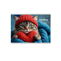 Альбом 40л А4 КОТ В ШАПКЕ клеевой