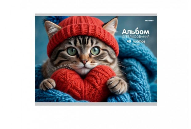 Альбом 40л А4 КОТ В ШАПКЕ клеевой