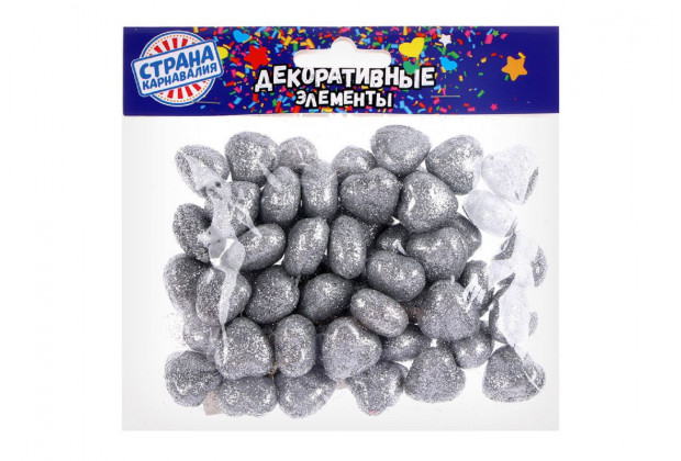 Фигурка д/поделок Сердце 50шт 1,5*1,5*0,5см серебро