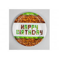 Тарелка бумажная "Happy Birthday" 18см