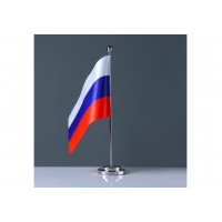 Флаг России настольный 15*22см ,флагшток-33см