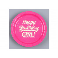 Тарелка бумажная "Happy Birthday, girl" кукла 18см