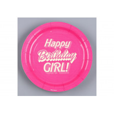Тарелка бумажная "Happy Birthday, girl" кукла 18см
