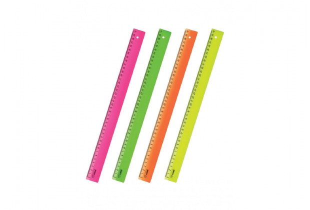 Линейка 40см "Neon"пластик непрозрачная, неоновая, ассорти