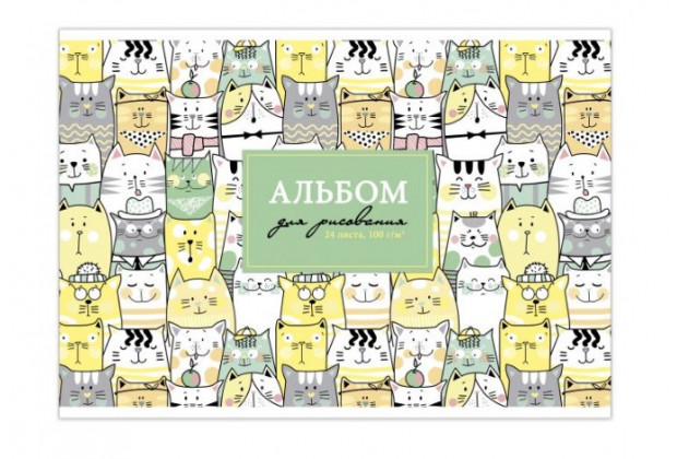 Альбом 12л А4 ФАКТУРА КОТИКИ, 100г/м  Феникс