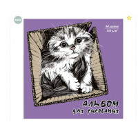 Альбом 40л 170х170мм МИЛЫЙ КОТИК, 120 г/м  клеевой Феникс