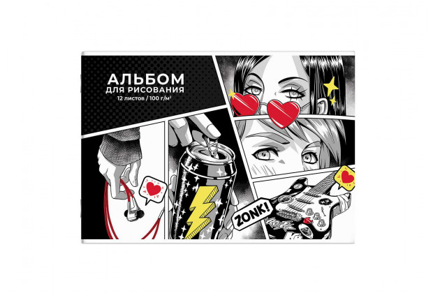 Альбом 12л А4 "ГЕРОИ АНИМЕ КОМИКС" 2 скобы, Феникс