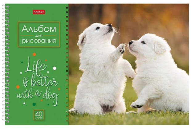 Альбом 40л А4 "Щенки" 100г/м, спираль с перфорацией