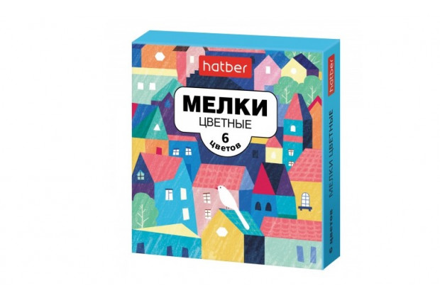 Мел цветной 6шт. "Hatber" Городок в карт.коробке