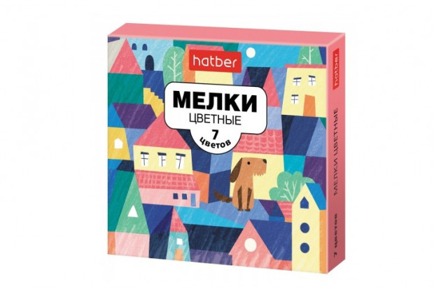 Мел цветной 7шт. "Hatber" Городок в карт.коробке