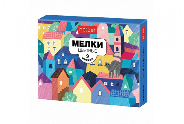 Мел цветной 9цв, Городок,  Hatber в карт.коробке