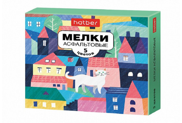 Мел цветной 5шт,  Городок,  для асфальта, Hatber