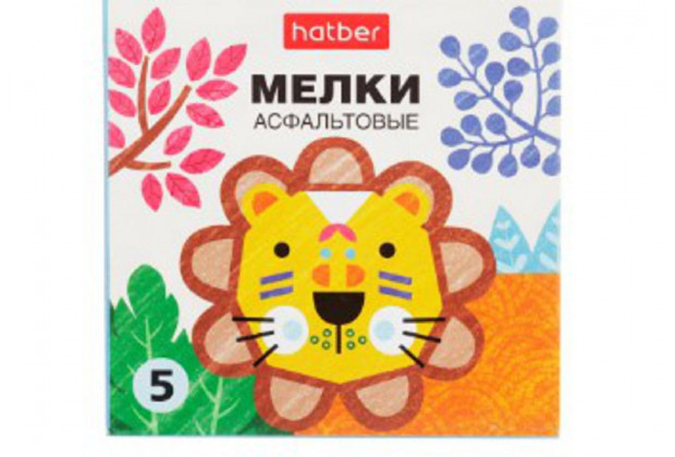 Мел цветной 5шт, Нарисуй-ка!,  для асфальта, Hatber
