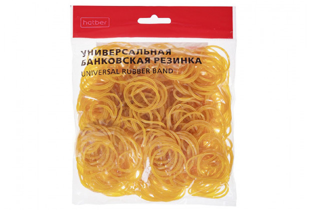 Резинка для денег 100г.,d=25мм, натуральная c европодвесом Hatber