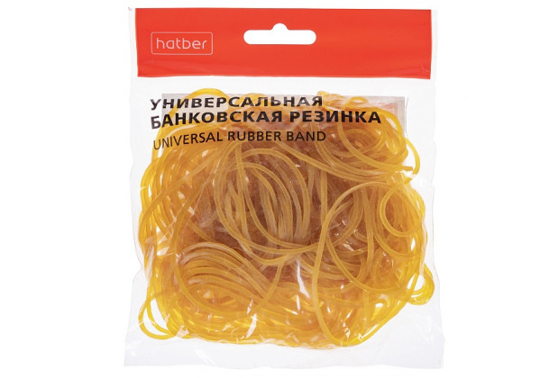 Резинка для денег 50г.,d=50мм, натуральная c европодвесом Hatber