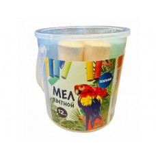 Мел цветной 12шт JUMBO, утолщенные, в ведре