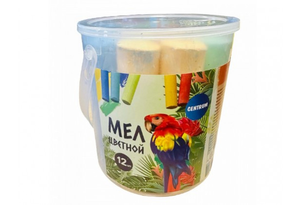 Мел цветной 12шт JUMBO, утолщенные, в ведре