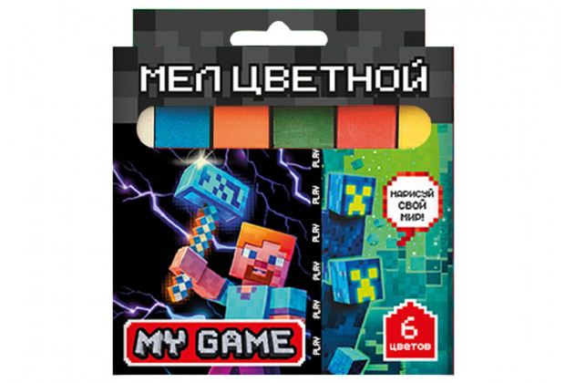 Мел цветной 6шт My Game  в карт. упак., европод Centrum